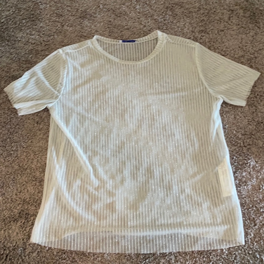 See-through shimmer Zara short sleeve large shirt